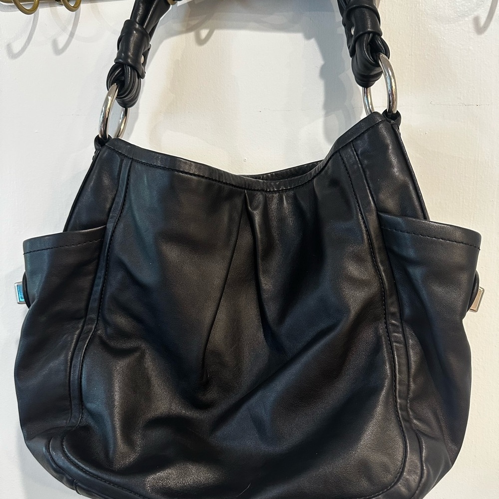 Coach Parker Black Leather Shoulder Bag with Timeless Design